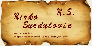Mirko Surdulović vizit kartica